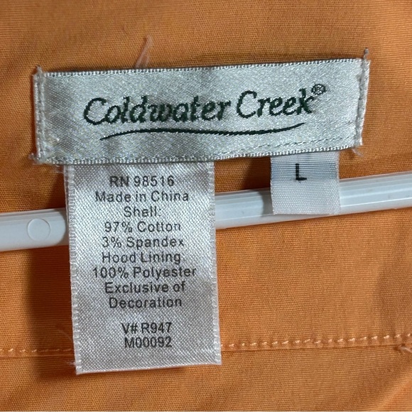 Coldwater Creek Apricot Hooded Zipper Fashionable Utility Jacket  Size L - Picture 3 of 9